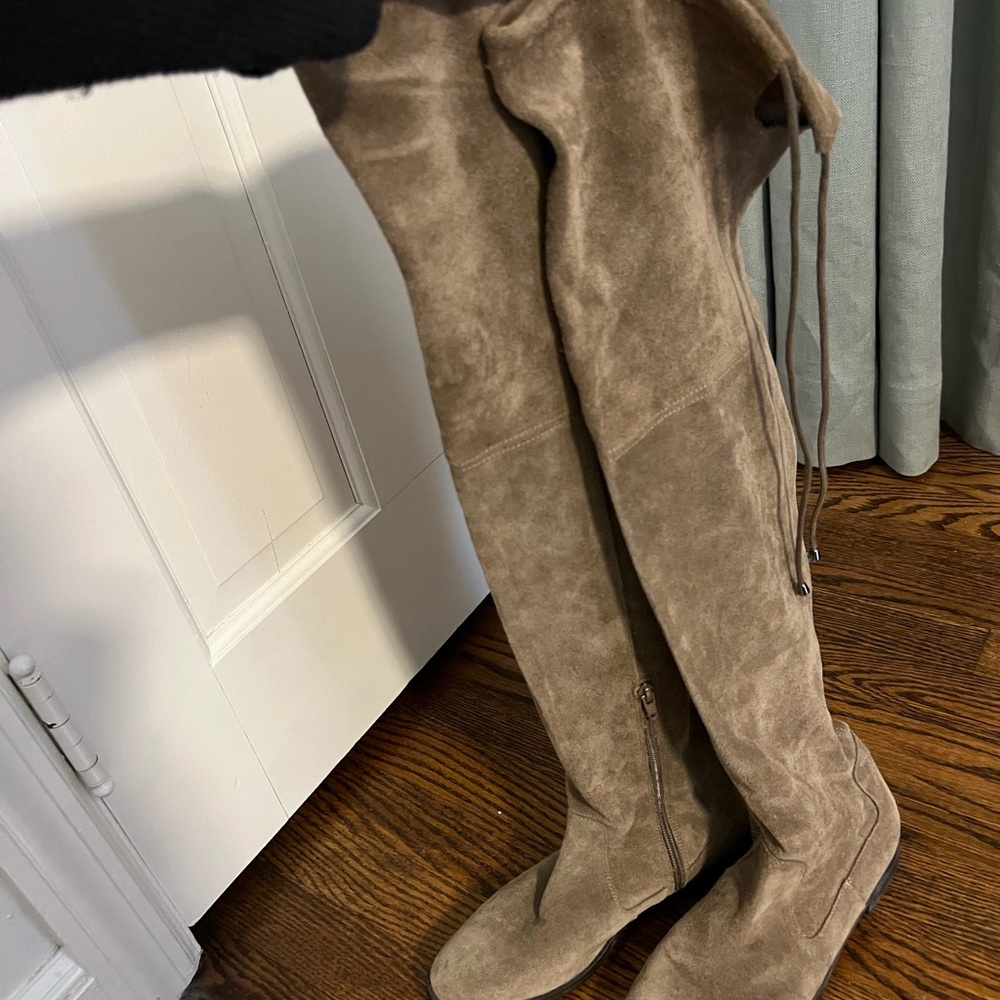 Suede Over-the-Knee Boots - Tan